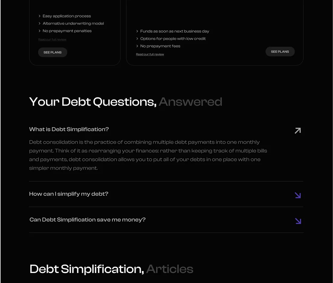 Free Debt Reviews design detail