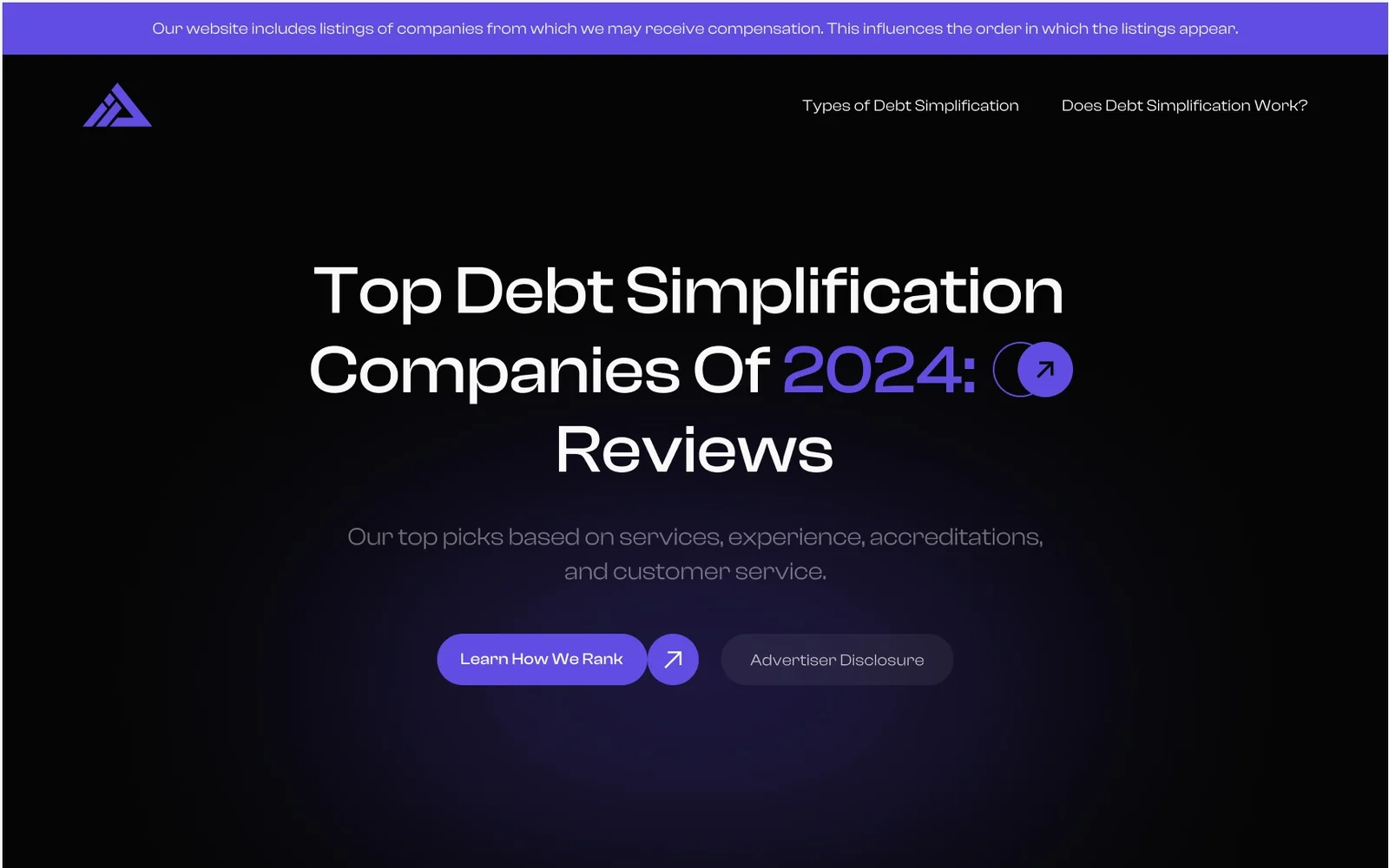 Free Debt Reviews homepage design