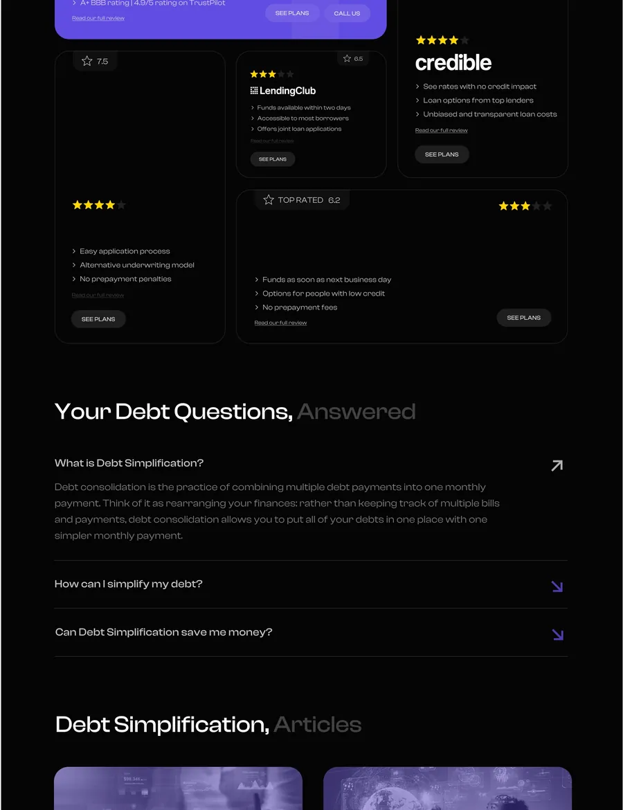 Free Debt Reviews screen 1