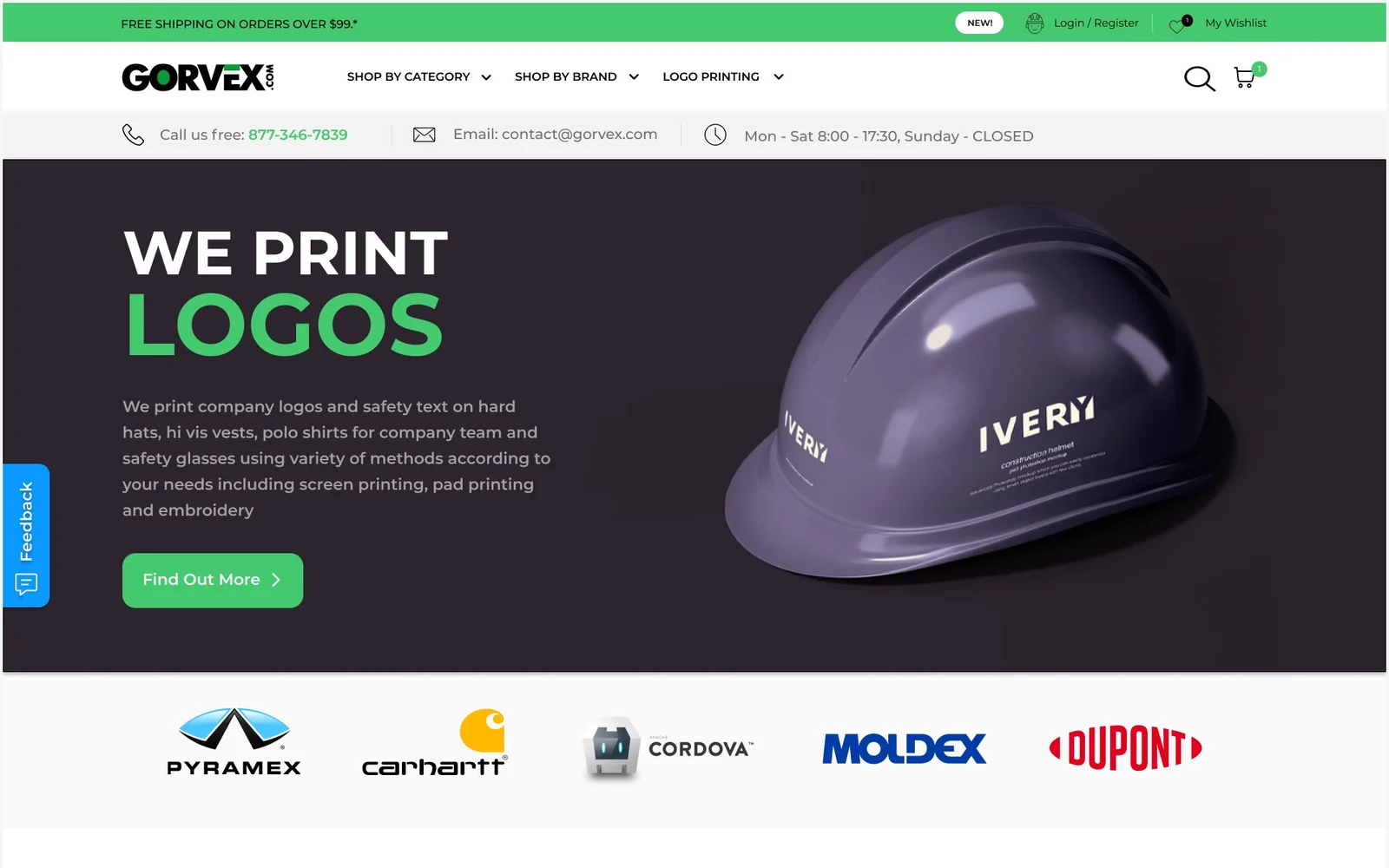 Gorvex homepage design