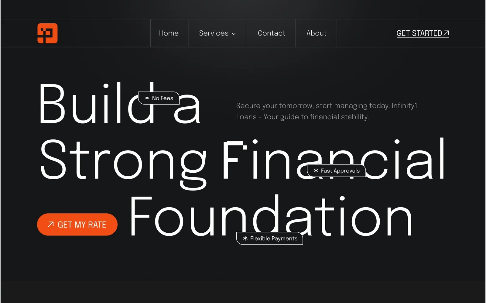 Infinity1 Loans homepage design