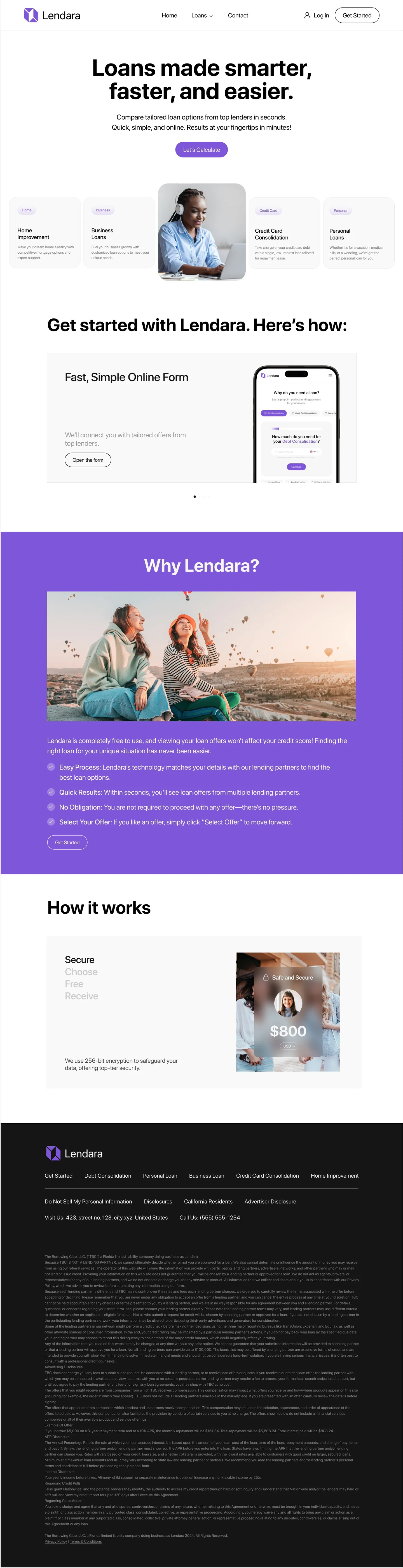 Lendara page design 1