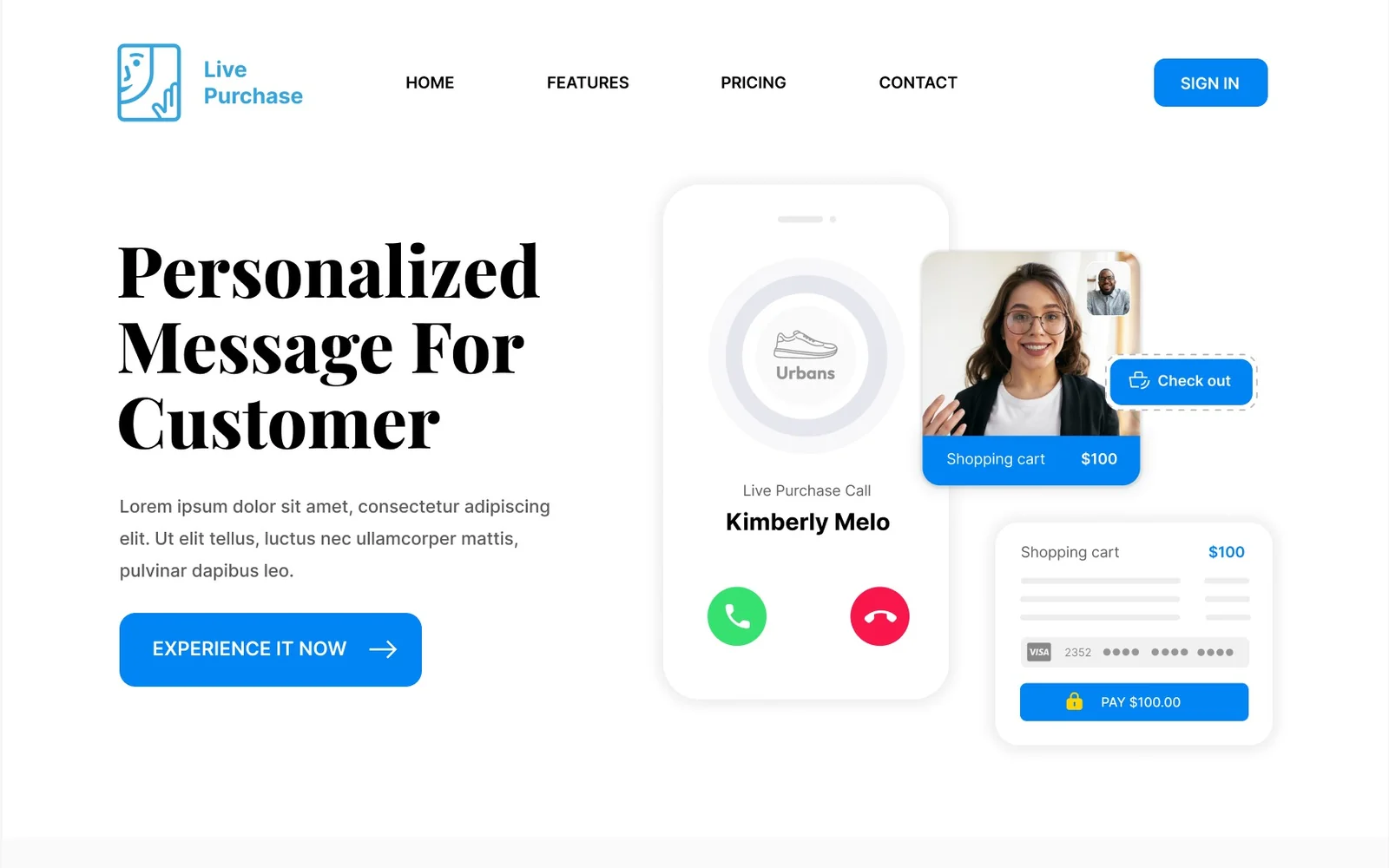 LivePurchase homepage design