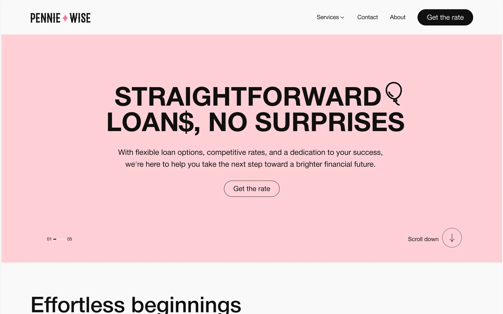 PennieWise homepage design