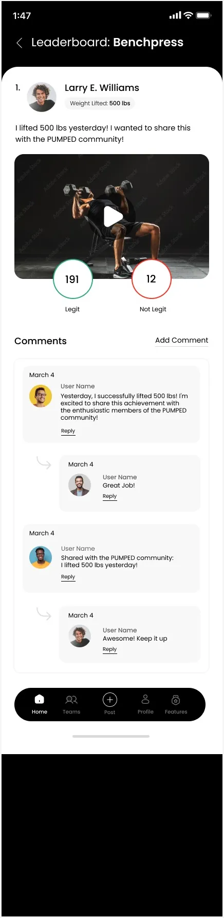 Pumped app screen