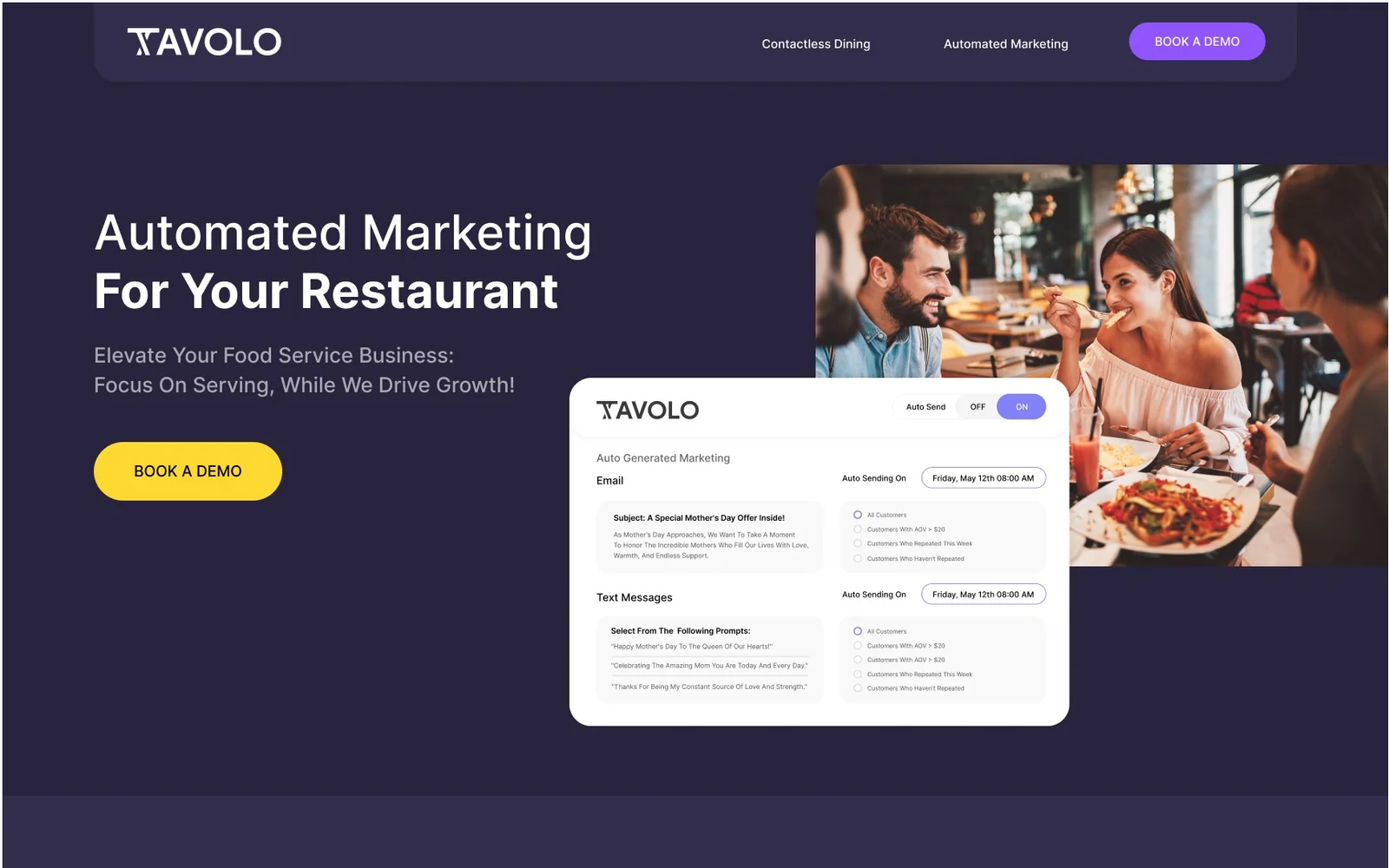 Tavolo homepage design