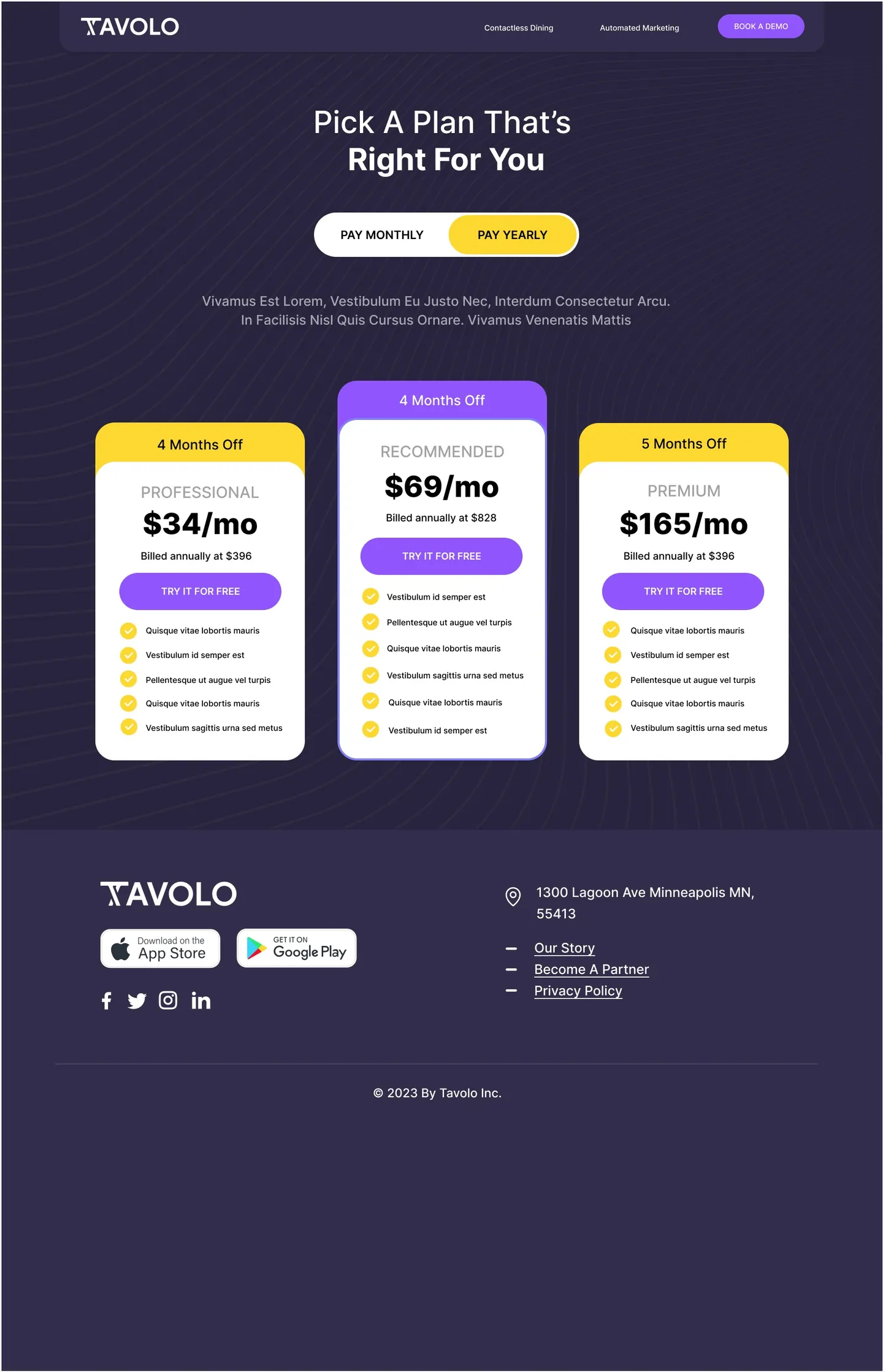 Tavolo page design 2