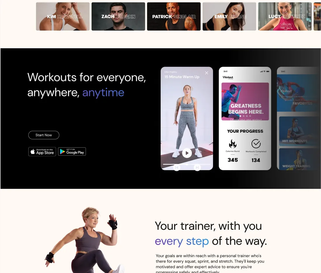 Workout Online design detail