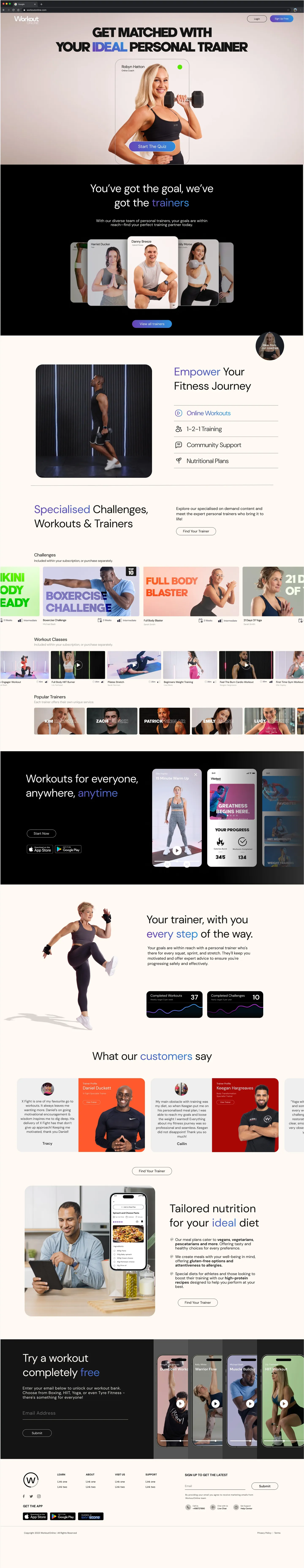 Workout Online page design 1