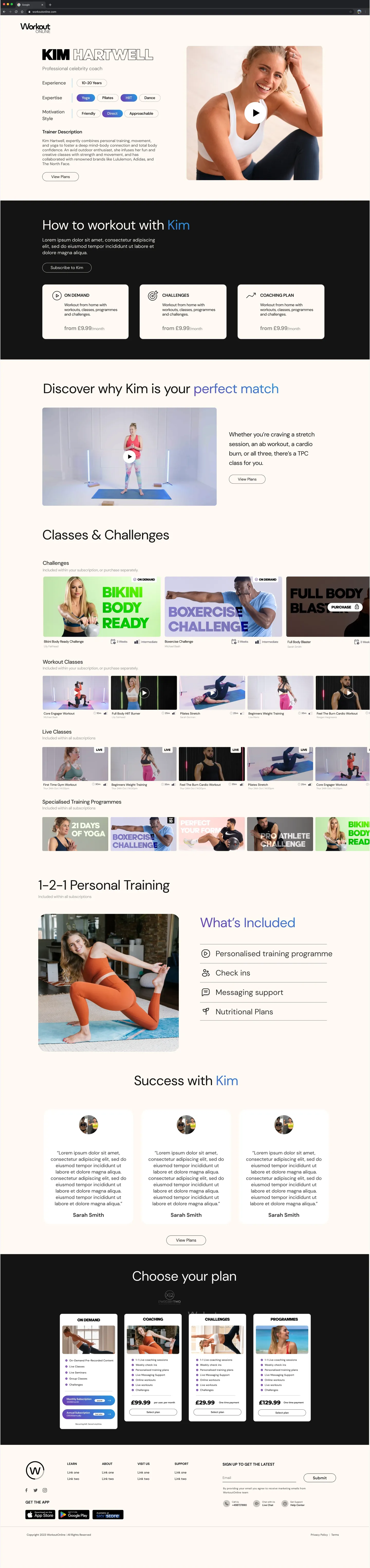 Workout Online page design 6
