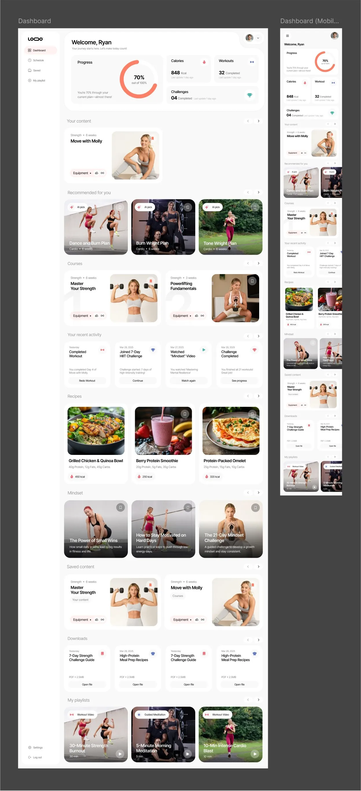 Workout Online page design 1