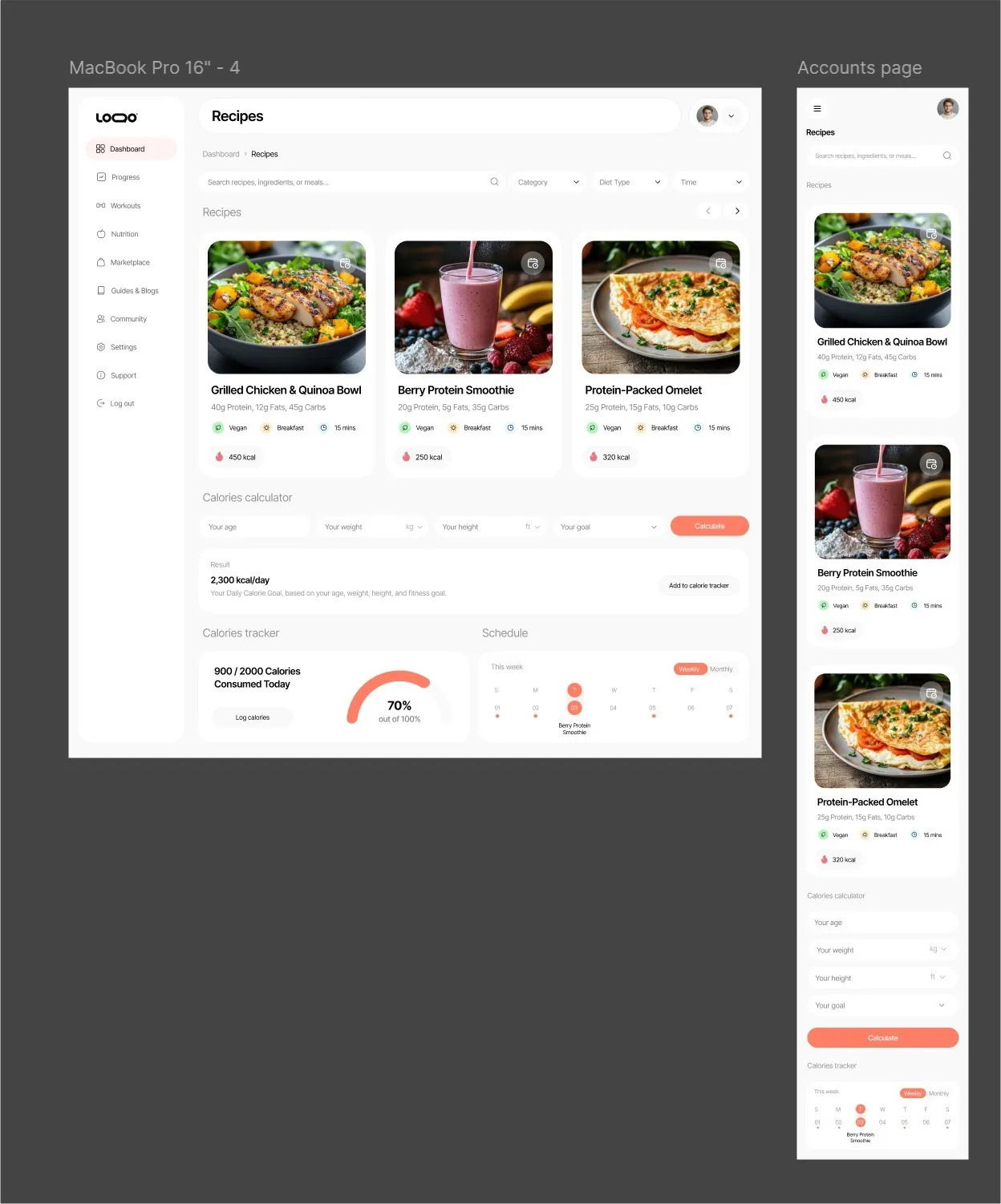 Workout Online page design 7