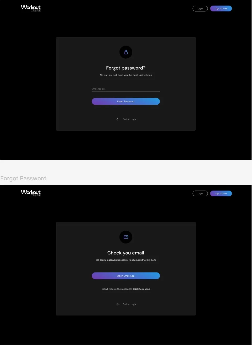 Workout Online page design 2