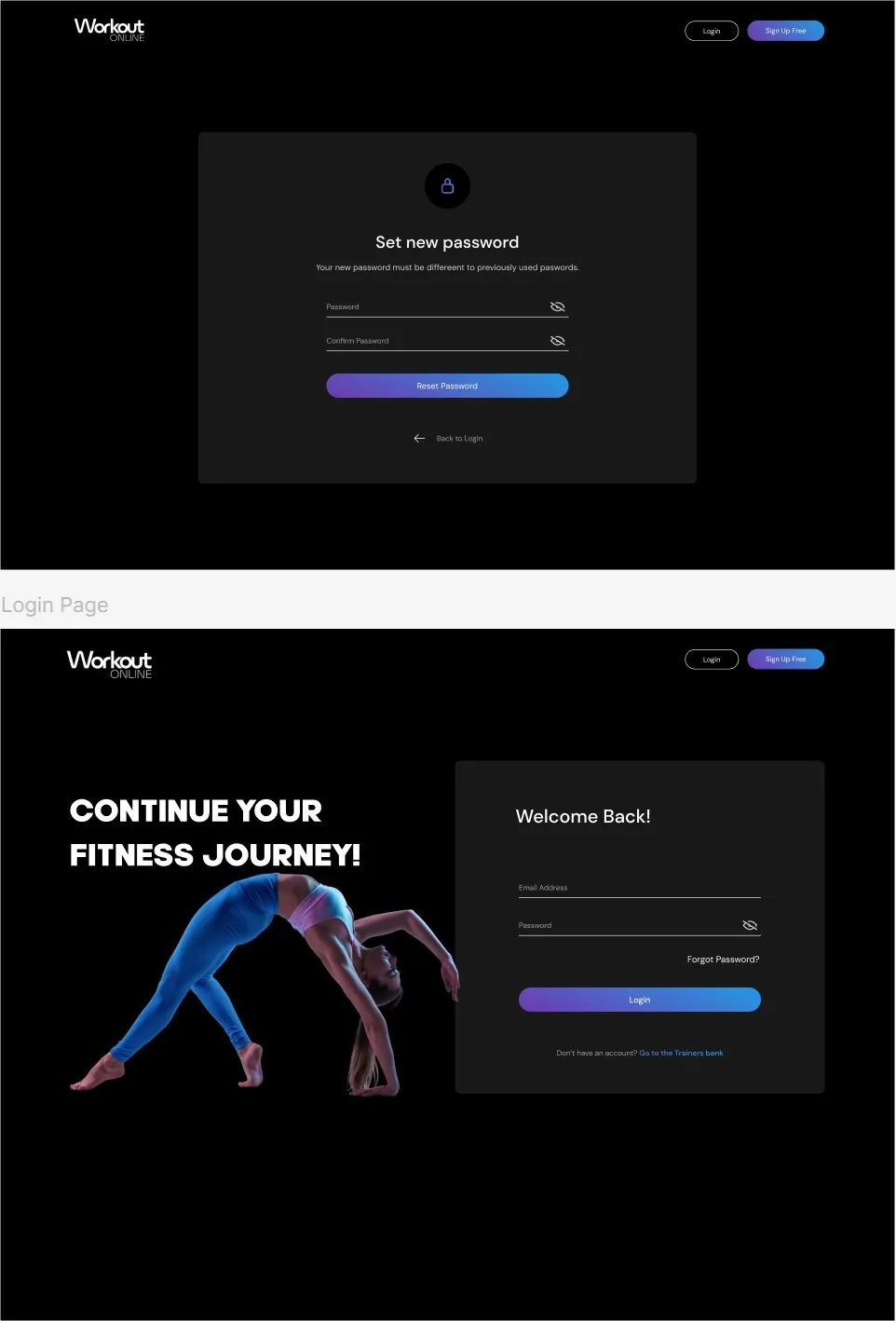 Workout Online page design 3