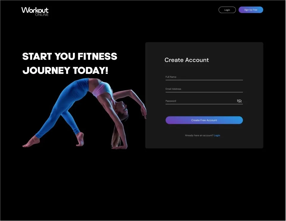Workout Online page design 4