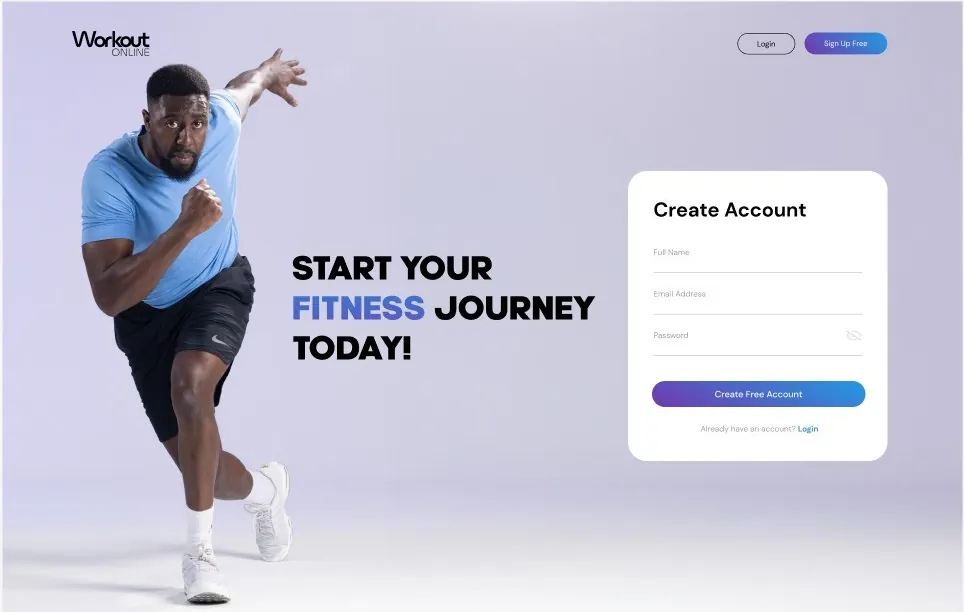 Workout Online page design 5