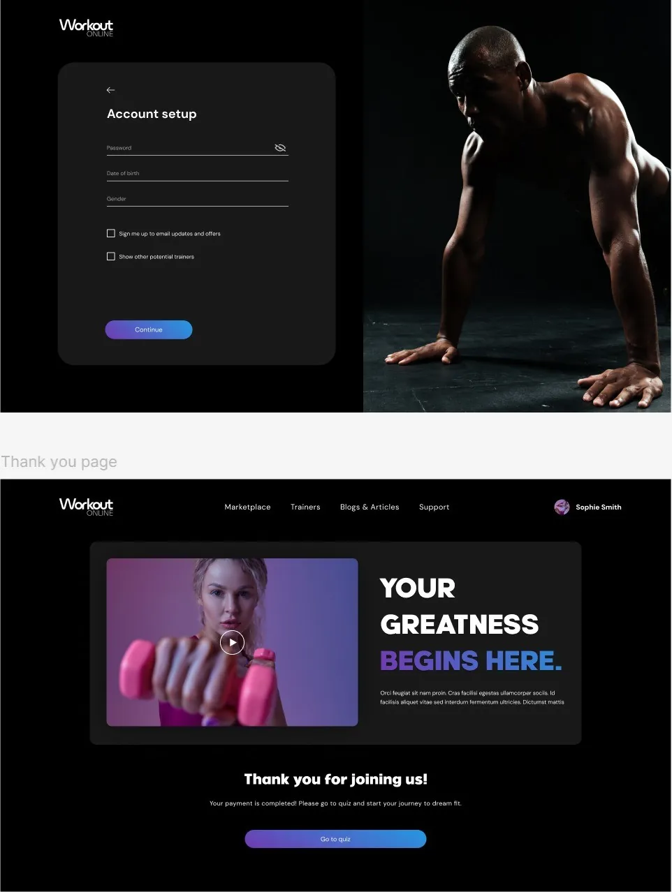 Workout Online page design 10