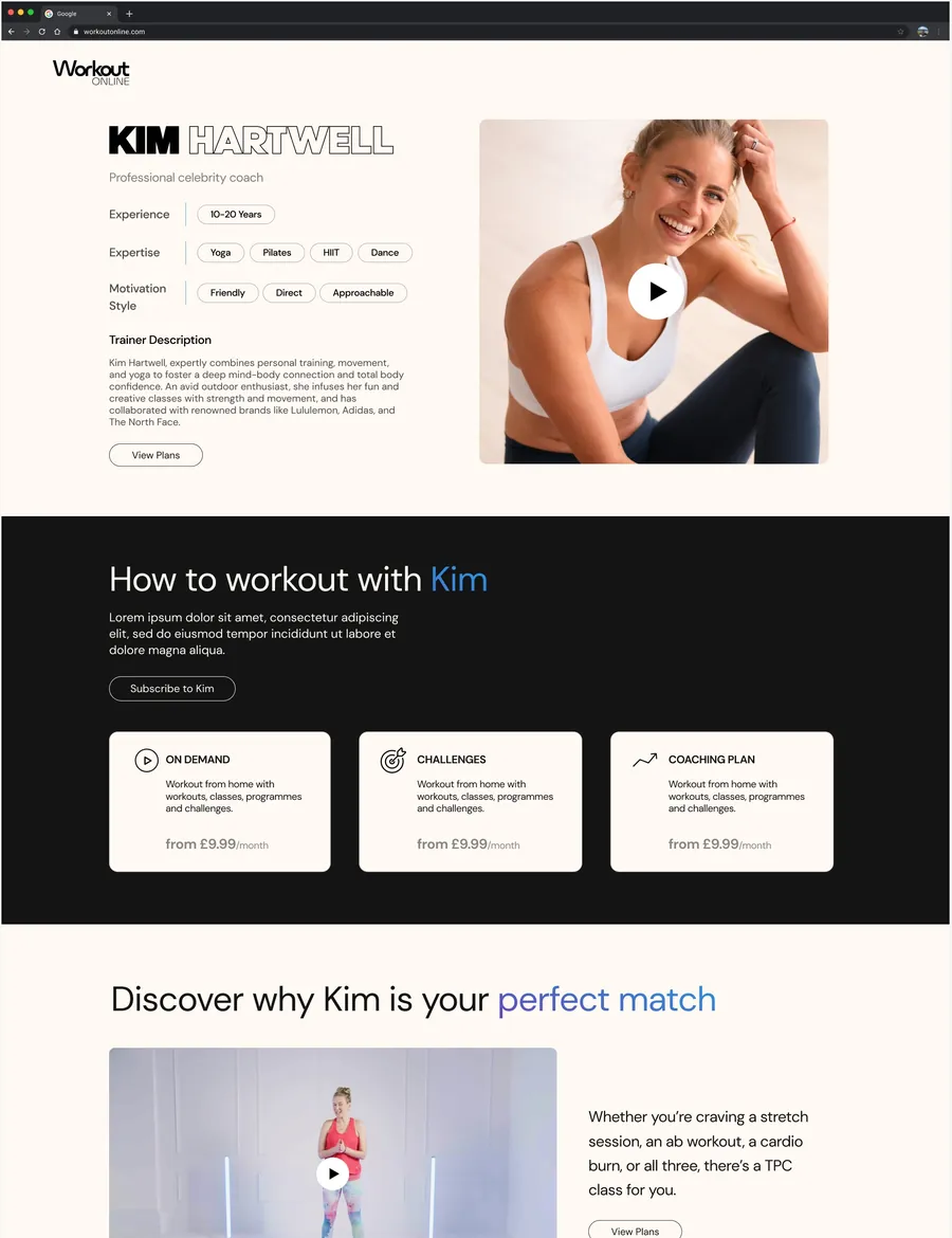 Workout Online screen 1