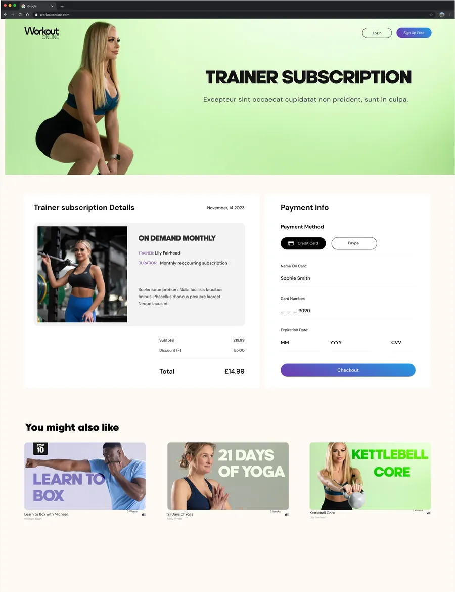 Workout Online screen 3